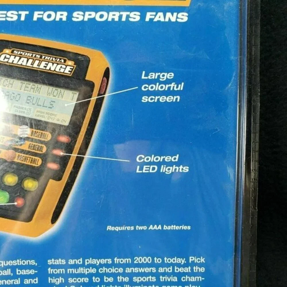 Sports Trivia Challenge Game Handheld Baseball Football Basketball Lrg Print New